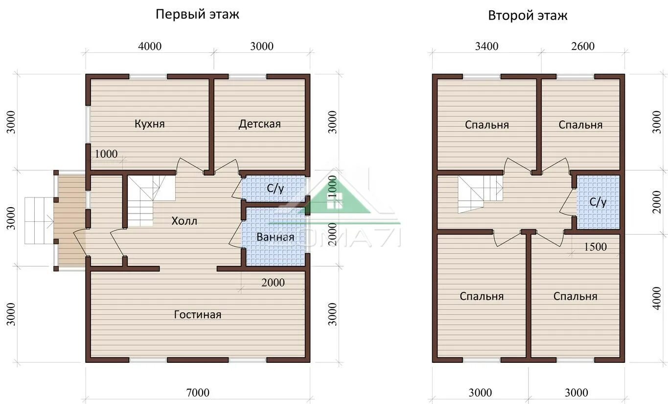 Планировки дома 6 8 двухэтажный фото Дачный дом 7x9 проект 37 - цена строительства под ключ
