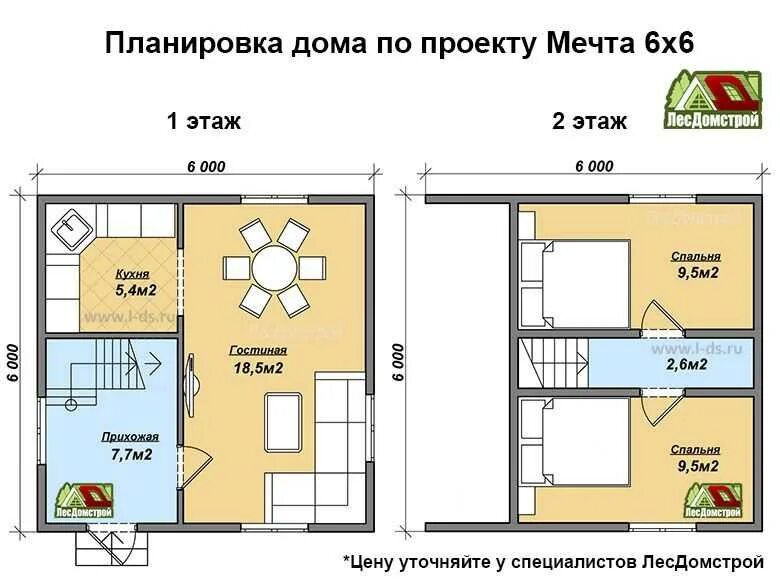Планировки дома 6х6 два этажа Площадь дома 6 на фото - DelaDom.ru