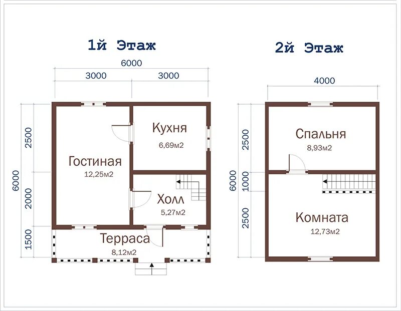 Планировки дома 6х6 два этажа Проект 46МВ. Новак- строительство каркасных домов, деревянных домов, домов из бр