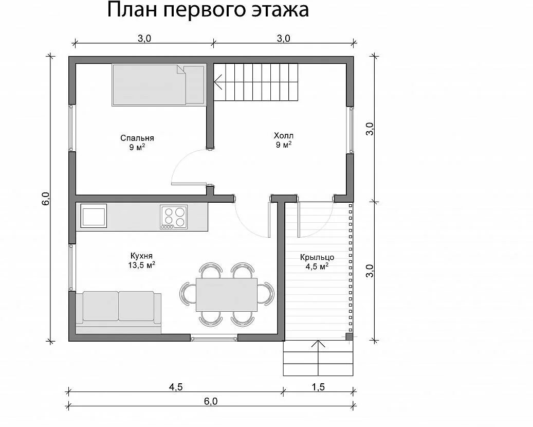 Планировки дома 6х6 два этажа Проект дома 6х6 - Строительство каркасного дома 6х6 своими руками.