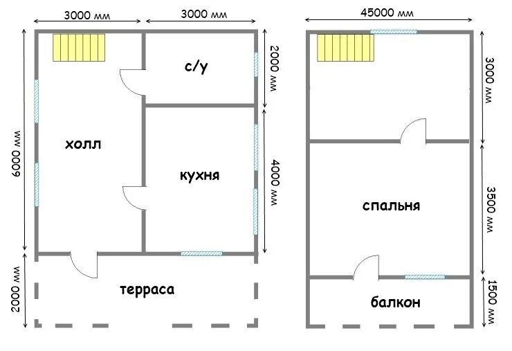 Планировки дома 6х6 два этажа Дом № 43 с мансардой 6х8 м