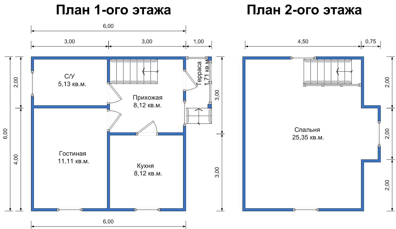 Планировки дома 6х6 два этажа Планировка частных домов 6 6