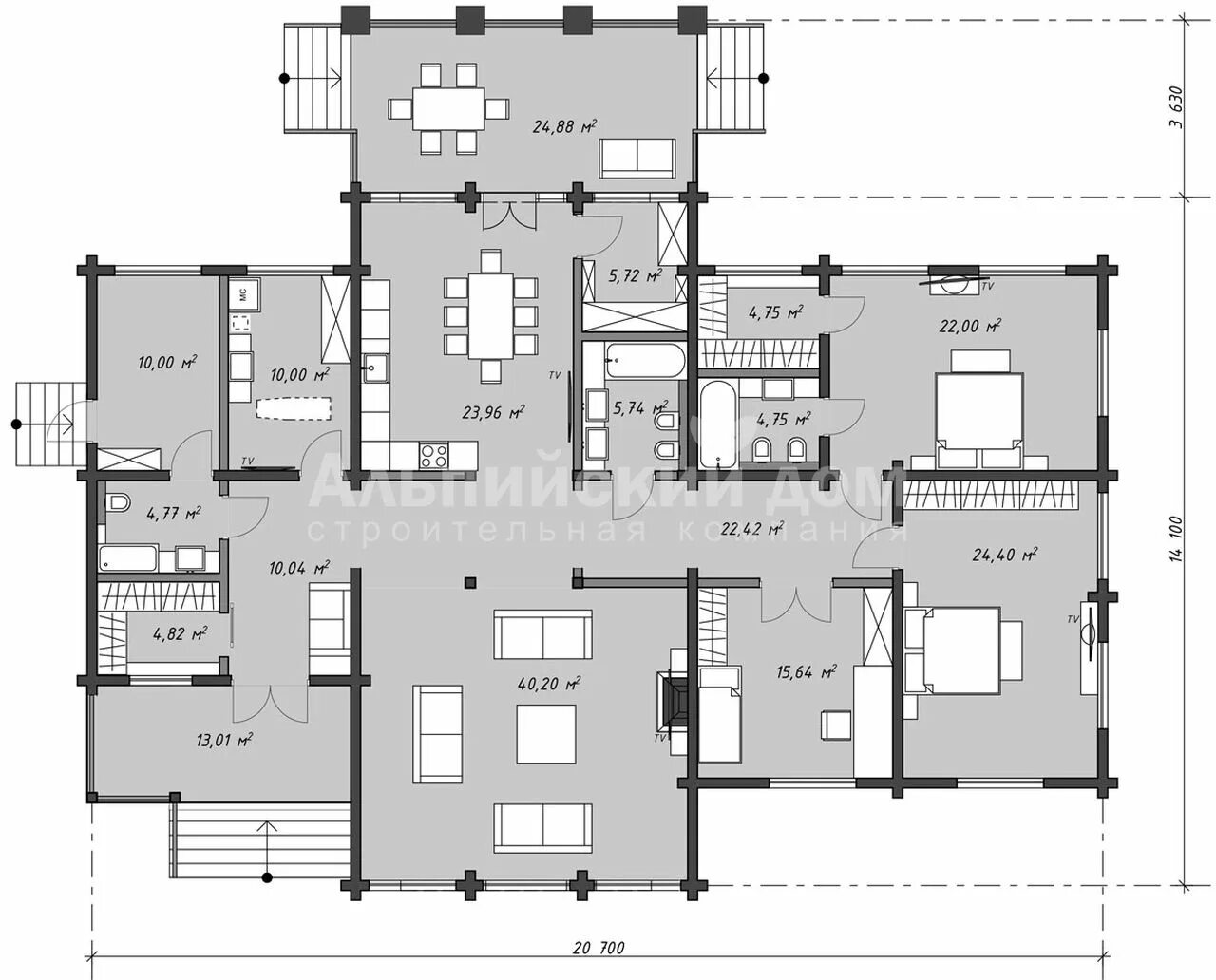 Планировки домов 250 кв Проект дома из бруса 21х14 Р-65-92