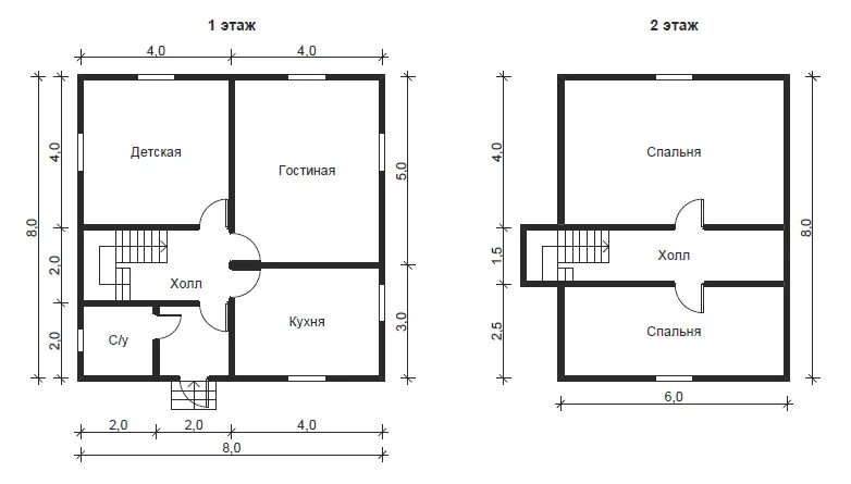 Планировки домов 8х8 из пеноблоков Каркасный двухэтажный дом 8x8 в Ростове-на-Дону "Юг Дом"