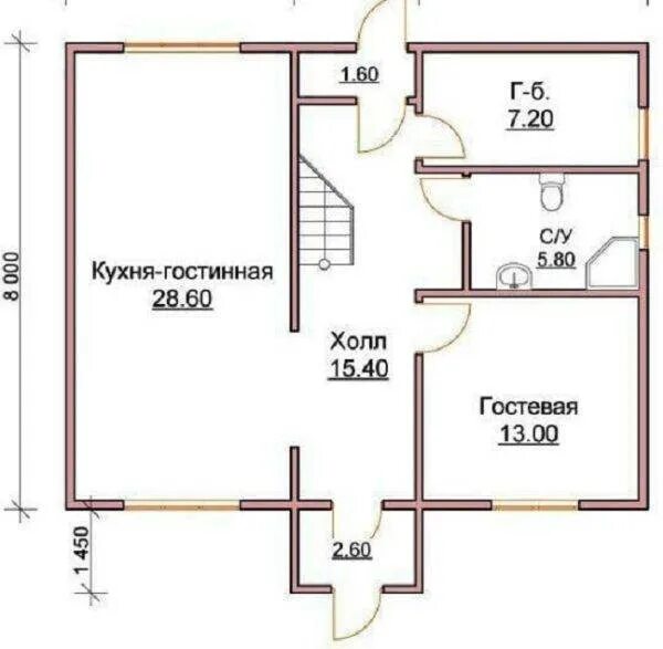 Планировки домов 8х8 из пеноблоков Дом 6 на 6 одноэтажный проект из газобетона - Фотоподборки 1