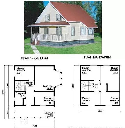 Планировки домов 8х8 из пеноблоков Дачный дом из бруса с мансардой Building a house, House styles, House
