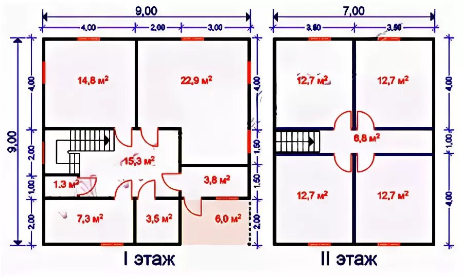 Планировки домов 9 9 м Проекты домов размером 9х9 - 4sofa.ru