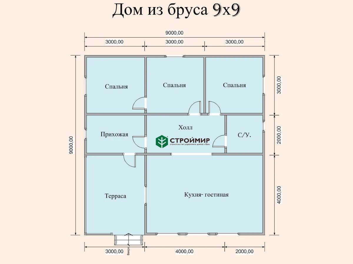 Планировки домов 9 х 9 Дом 9х9 одноэтажный фото - DelaDom.ru