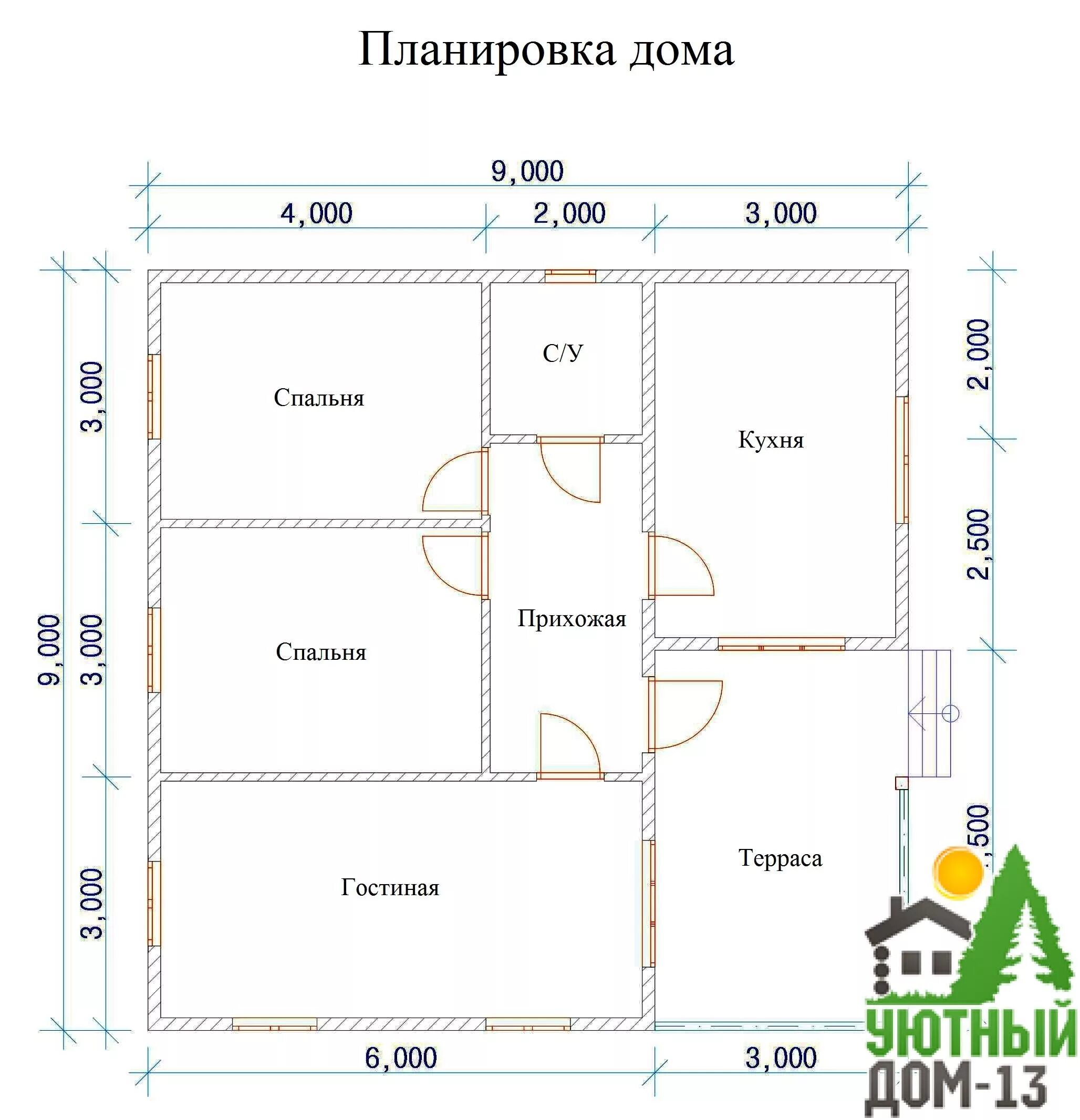 Планировки домов 9 х 9 Проекты домов 9х9 одноэтажный фото - DelaDom.ru