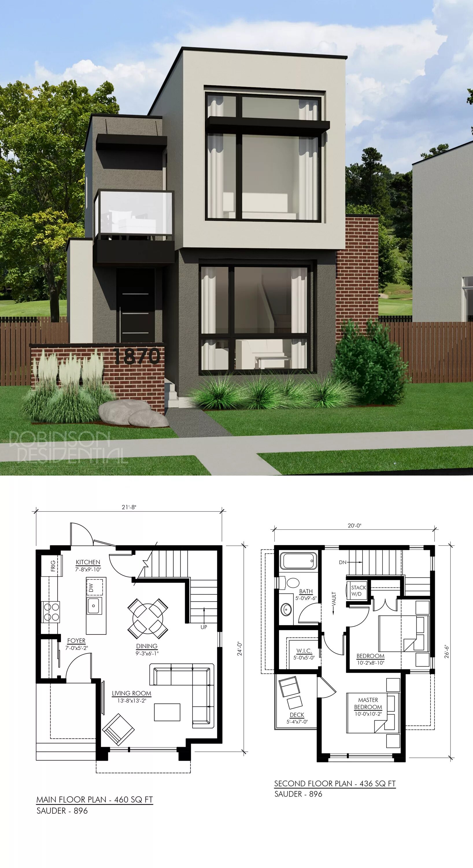Планировки домов хайтек Contemporary Sauder-896 - Robinson Plans Model house plan, House plans, Small ho