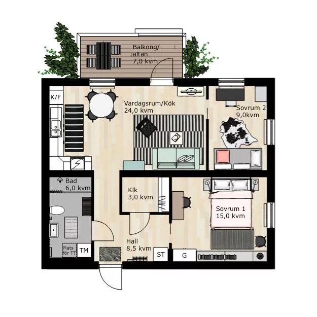 Планировки домов микея The BoKlok concept - BoKlok Planlösning, Litet hus