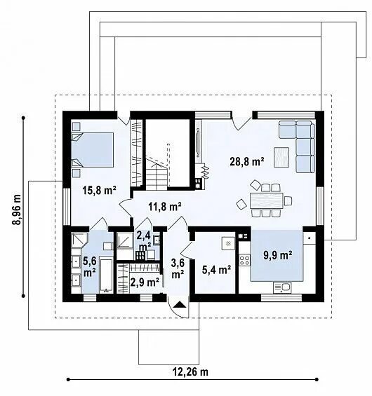 Планировки домов микея Первый этаж 80,4 м² дома Z394 Modern house design, Architecture house, House des