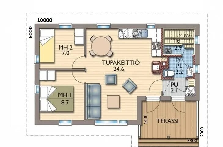 Планировки домов одноэтажных 50 кв Проект дома Savotta 50/59 - Каркас-Комплект