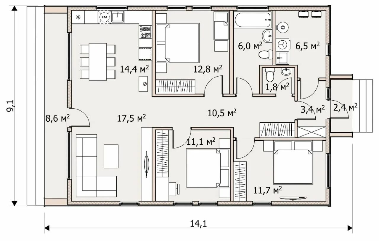 Планировки домов онлайн с размерами Проект "Barn 123" - ЦИАН