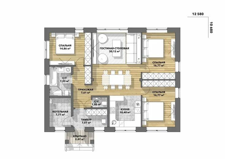 Планировки домов п 3м Проект СК-1 на 122 кв. м. - строительство от GOOD WOOD House plans, Floor plans,