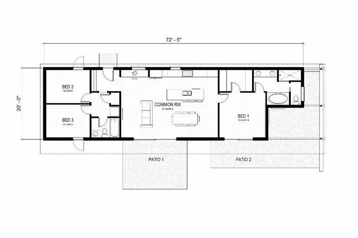 Планировки домов прямоугольной формы Modern Style House Plan - 3 Beds 2 Baths 1356 Sq/Ft Plan #497-57 Modern style ho