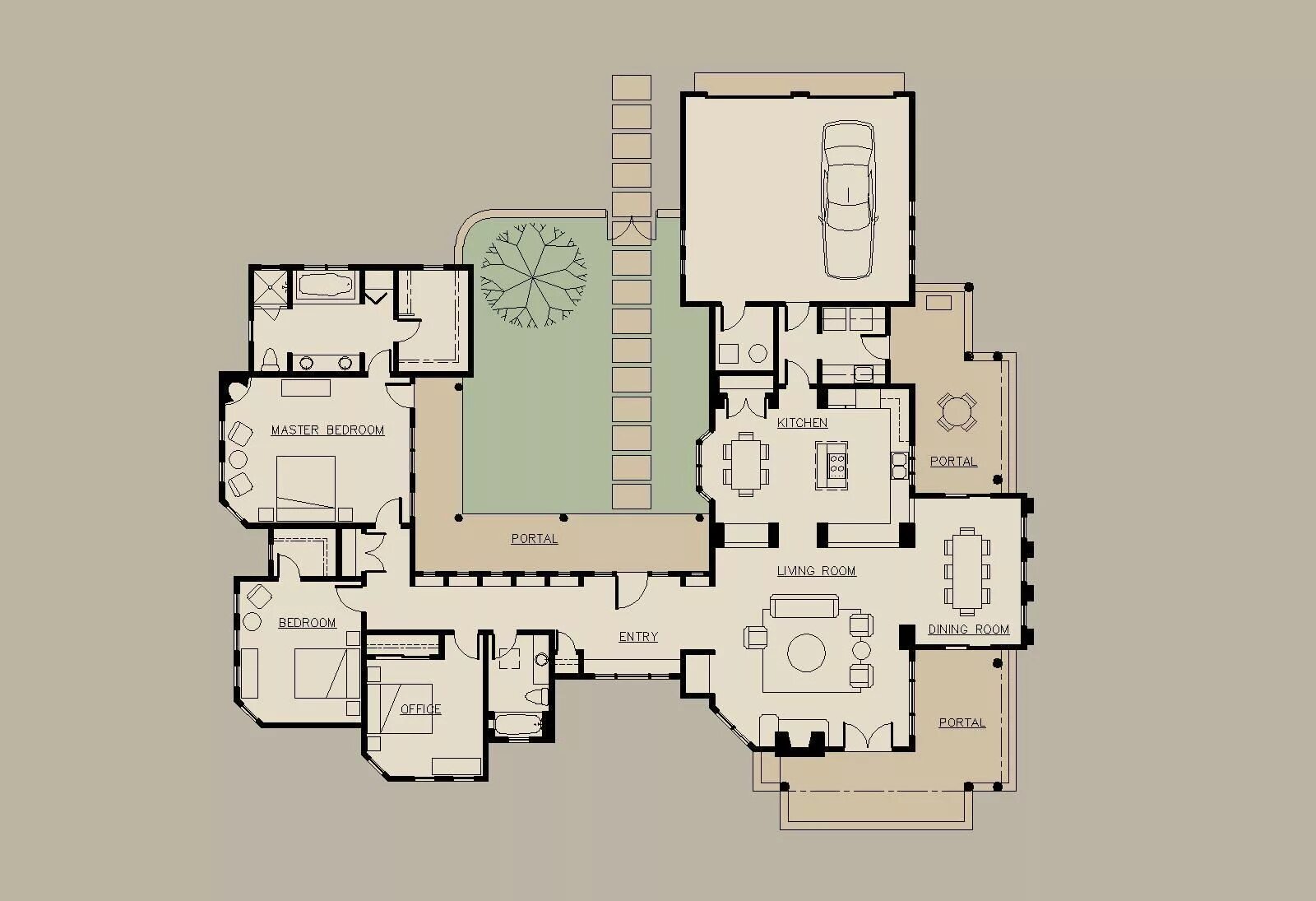 Планировки домов с лифтом U Shaped House Floor Plans With Courtyard Mediterranean house plans, Courtyard h
