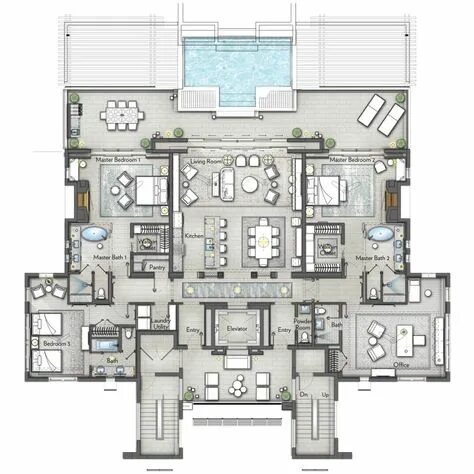 Планировки домов с лифтом 10 популярных идей на тему "luxury penthouse floor plan" для вдохновения