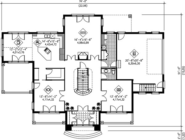 Планировки домов с лифтом Southern Style House Plan 57887 with 4 Bed, 3 Bath, 2 Car Garage