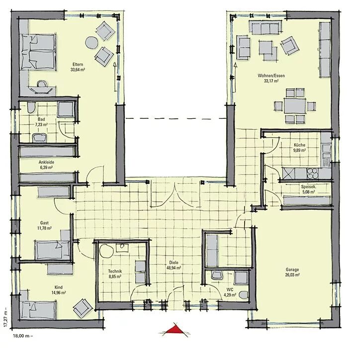 Планировки домов с лифтом Fertighaus Bungalow Cote d'Azur - GUSSEK HAUS Haus bungalow, Grundriss bungalow,