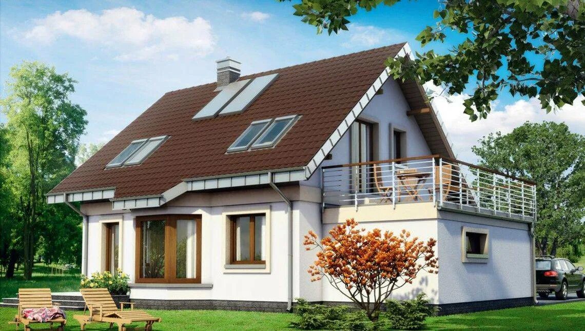 Планировки домов с мансардами фото Проект мансардного дома из газобетона 120 кв м в традиционном стиле, цена строит