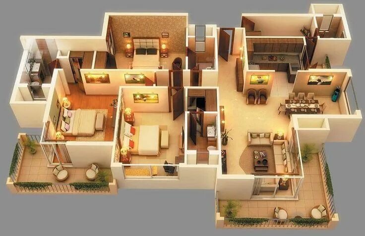 Планировки домов с трехкомнатными квартирами Pin by Tiziana Pietro on For the Home House plans, House layout plans, House des