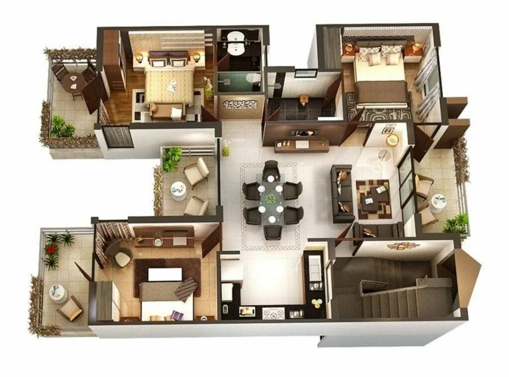 Планировки домов с трехкомнатными квартирами Épinglé sur Denah rumah