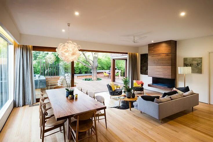 Планировки домов с выходом на террасу Naroon Project - Signature Landscapes Contemporary living room design, Living ro