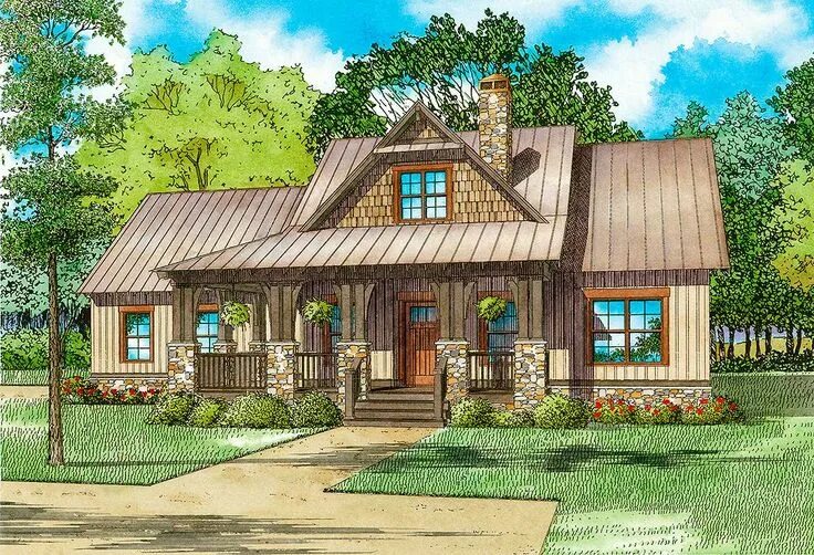 Планировки домов в деревне Plan 60675ND: Rustic Master Down 3 Bed Retreat Craftsman style house plans, Craf