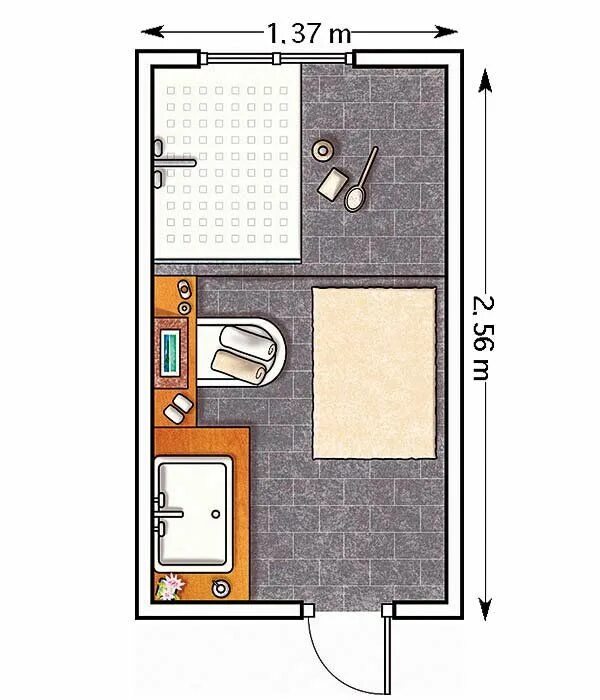 Планировки душевых в частном доме Baños con ducha: 6 ejemplos con sus planos de distribución Half bathroom remodel