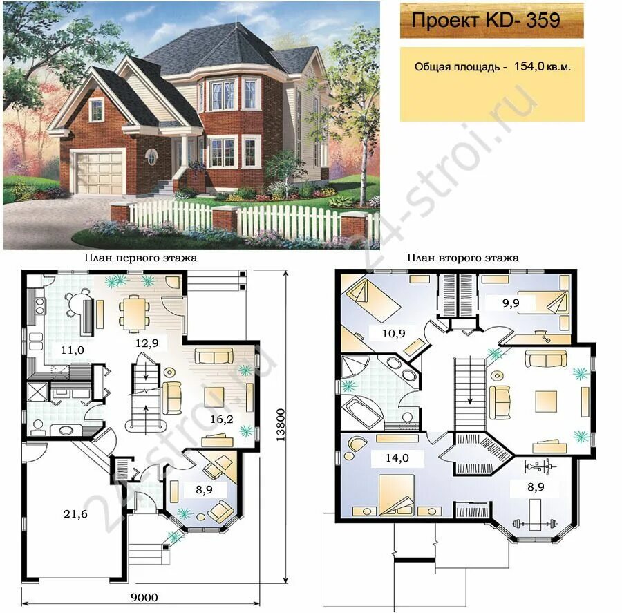 Планировки двухэтажных домов 150 кв kd_359 Проекты каркасных домов 24-stroi.ru