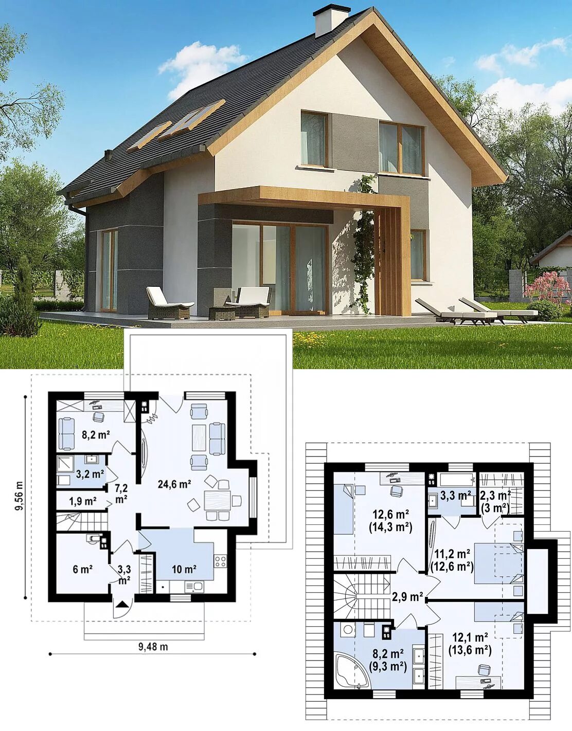 Планировки двухэтажных домов 150 кв Проект дома Z44 A Architectural house plans, House construction plan, Small cott