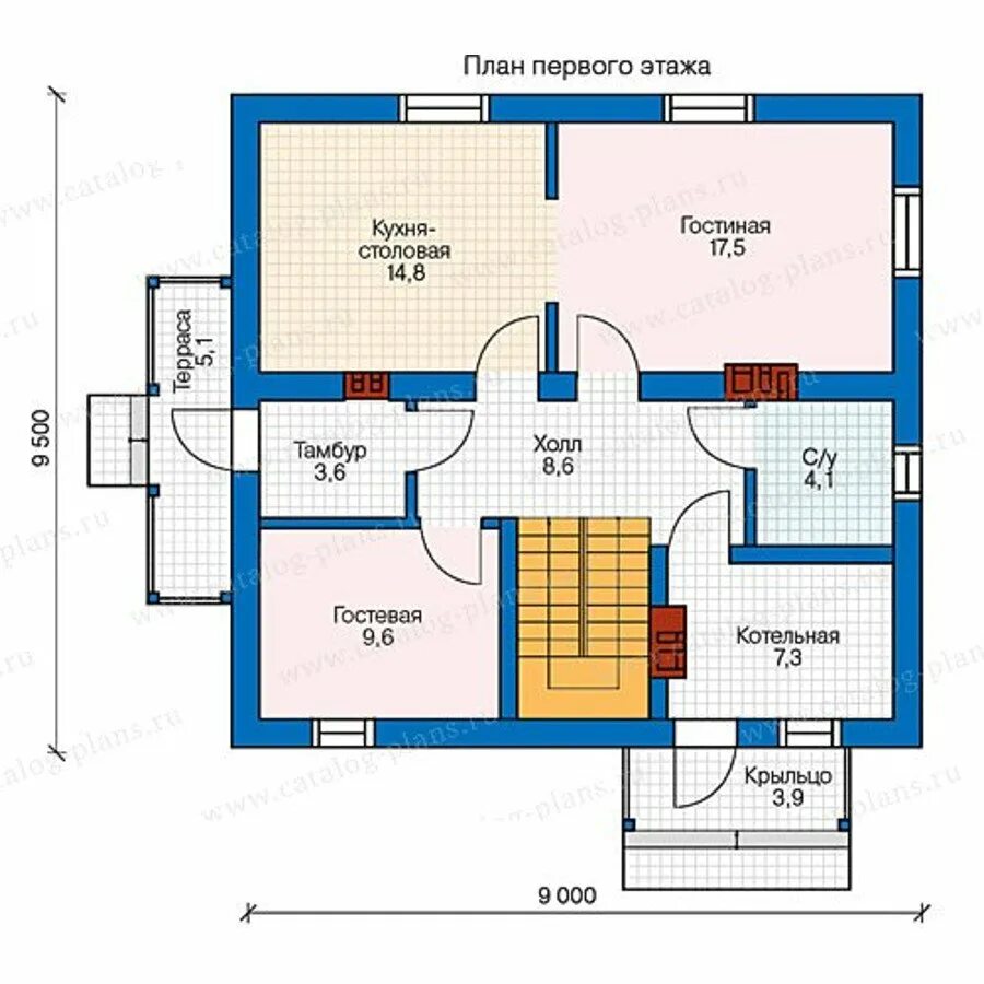 Планировки двухэтажных домов из газобетона Проект двухэтажного дома из газобетона № 40-04G в европейском стиле каталог Прое