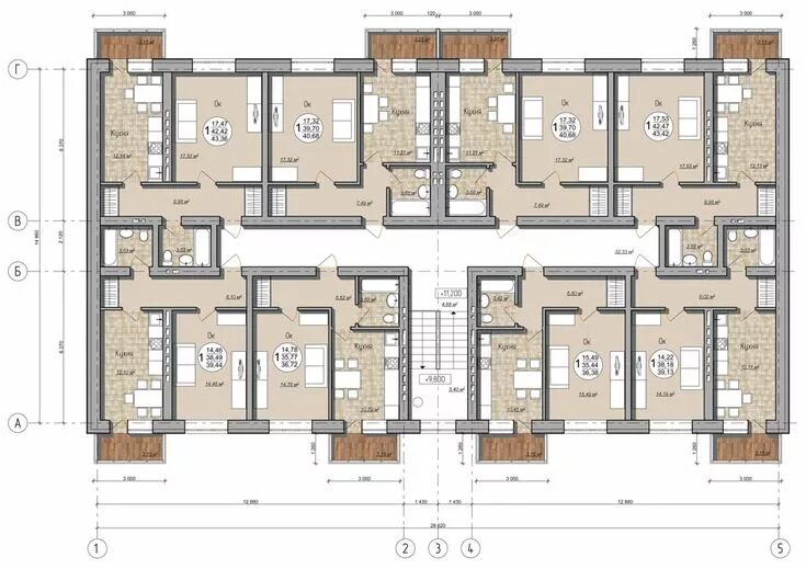 Планировки этажа на 5 квартир план типового этажа многоквартирный жилой дом Hotel floor plan, Resort plan, Flo