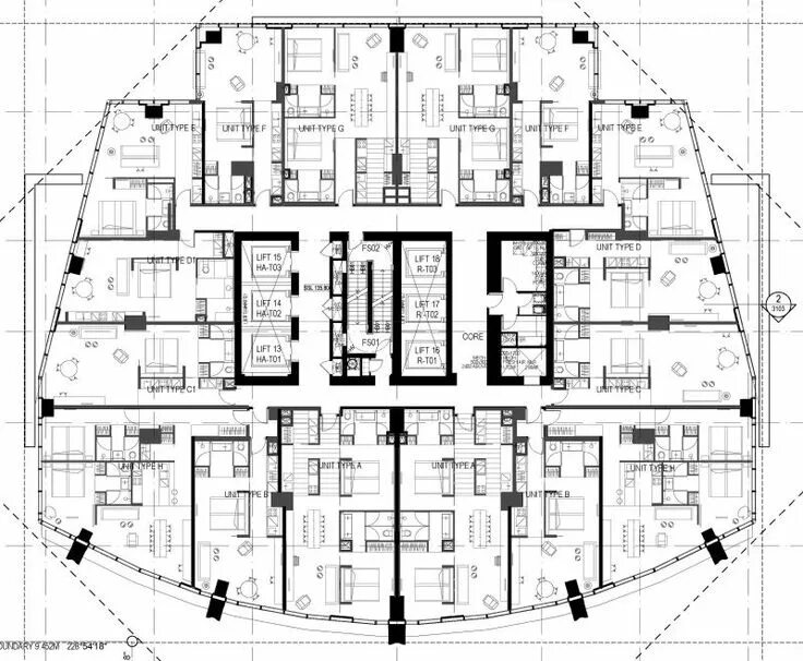 Планировки этажей зданий #Scrapped: Trilogy Tower - 70st/255m/mixed - Page 10 Condominium plan, Hotel flo