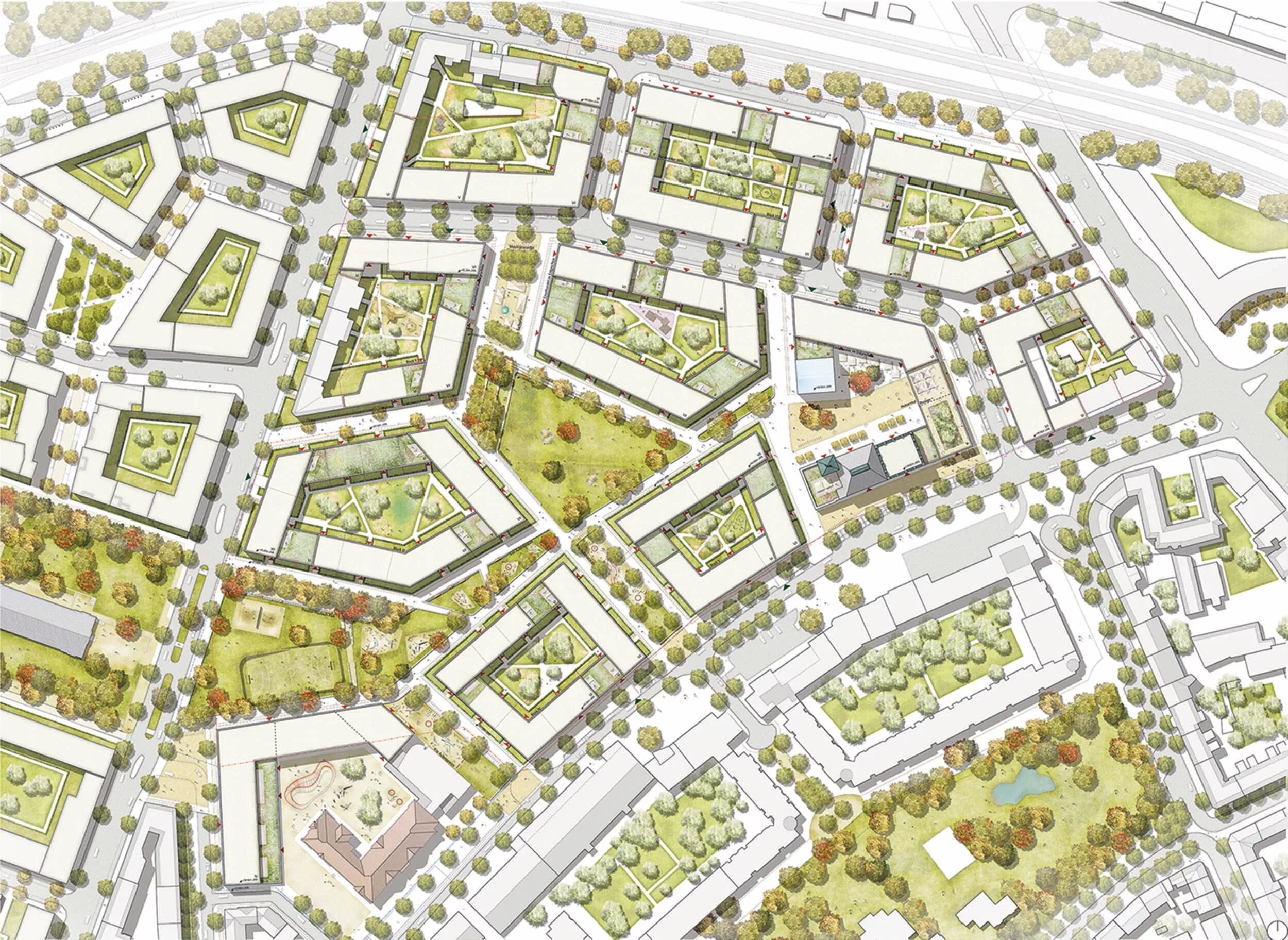 Планировки городов варианты 1st Prize: Site Map M 1: 500, © André Poitiers Architect City Map RIBA Städtebau