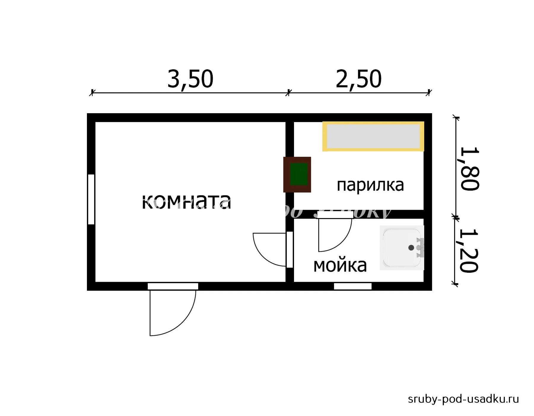Планировки каркасных бань 3 на 4 Баня из бруса 6х3 м "Череповец" под ключ и под усадку Дом из бруса под усадку не