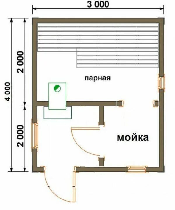 Планировки каркасных бань 3 на 4 Бани из мини-бруса - Ключ 585 производим и строим надежные и практичные дома под