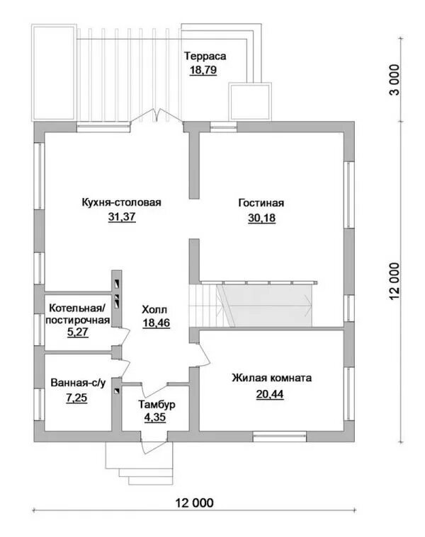 Планировки комнат и котельной дома Бригада рабочих Готовый проект 2-этажного дома с котельной D-079