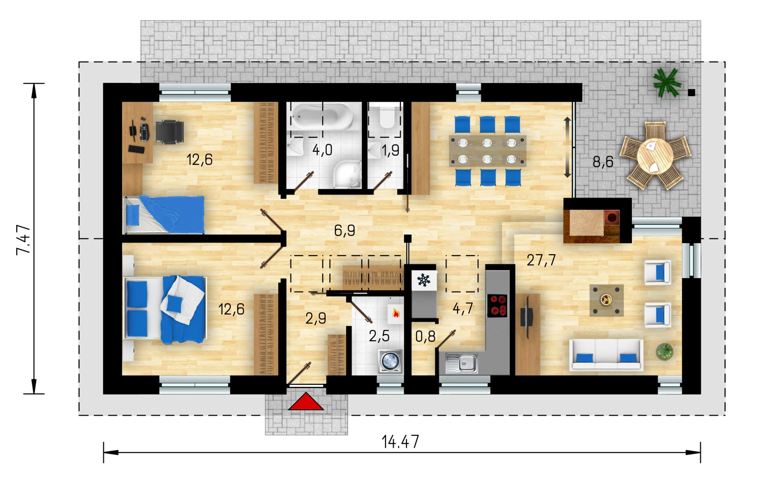 Планировки компактных одноэтажных домов Проект одноэтажного дома Uno Casas