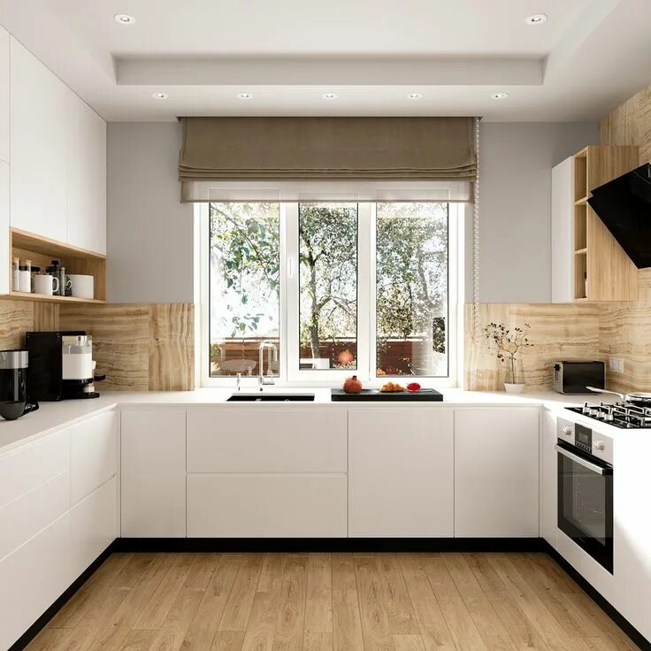 Планировки кухни с окном в современном White kitchen on Behance Kitchen furniture design, Kitchen design decor, Japandi