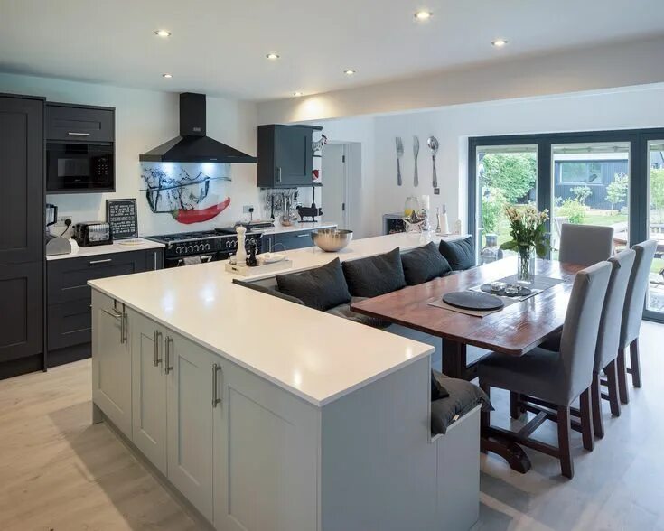 Планировки кухни столовой в доме Great idea to combine kitchen/dining space! Open plan kitchen living room, Kitch