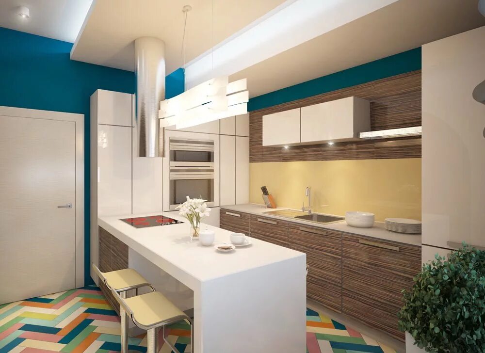 Планировки кухонь 12 Дизайн прямоугольной кухни - фото, советы по обустройству интерьера прямоугольно