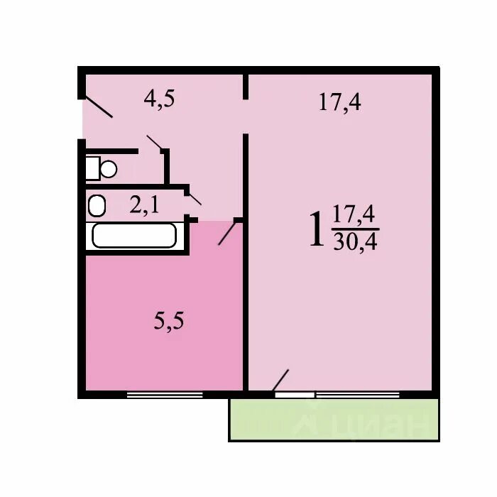 Планировки квартир 1 515 5 Купить однокомнатную квартиру 32м² ул. Аносова, 11, Москва, ВАО, р-н Перово м. П