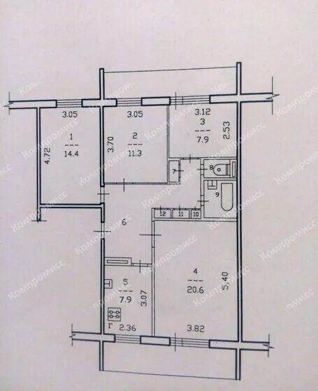 Планировки квартир 125 серии Купить 4-комнатную квартиру 84,7 м² по адресу Череповец, Юбилейная улица, 48 по 