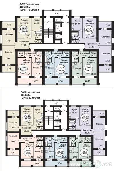 Планировки квартир 16 этажках Планировки квартир Гэсстроевская, 2/1 - 2/5, ЖК На Гэсстроевской