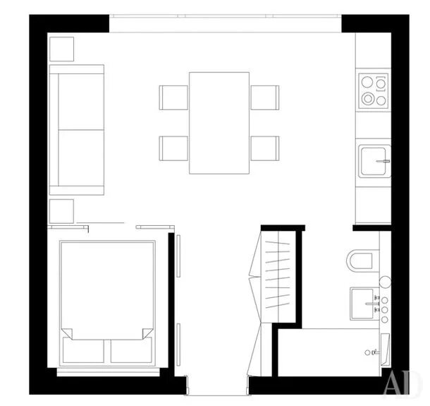 Планировки квартир 30 м Мини-лофт в Москве, 33 м² План крошечного дома, Квартира в гараже, Дизайн номера