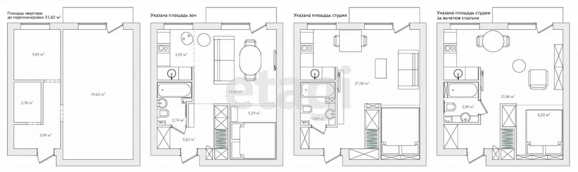 Планировки квартир 30 м Проект однокомнатной хрущевки - Лучшим вариантом в интерьере однокомнатной хруще