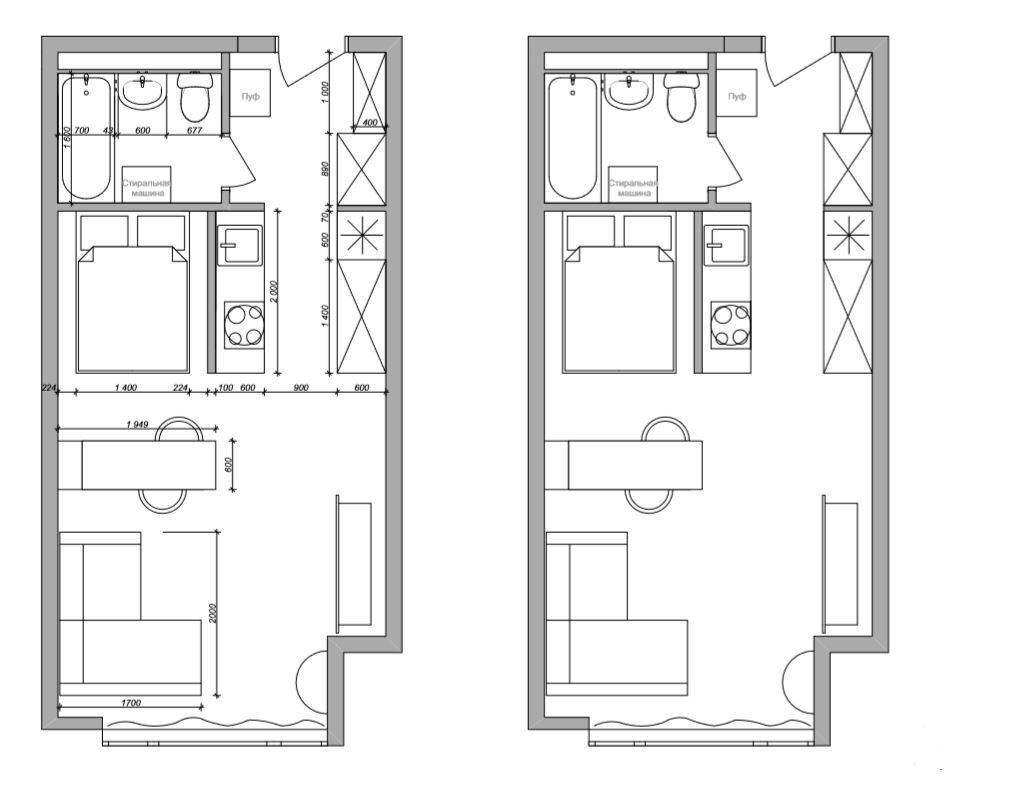 Планировки квартир 30 м Планировки маленьких квартир KS.interior Дзен