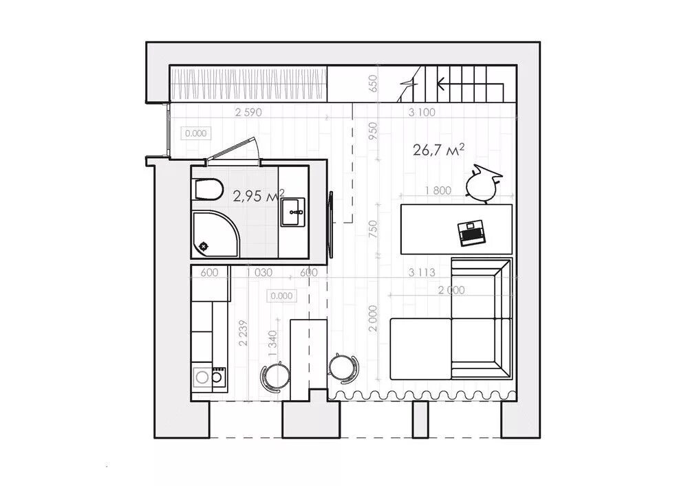 Планировки квартир 30 м 5 Stylish & Organized Mini Apartments Small modern house plans, Tiny house plans